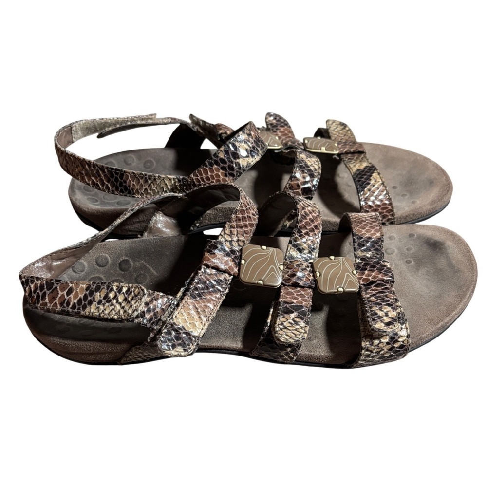 Vionic Size 8 Amber‎ Snakeskin Sandals Orthotic Adjustable Straps